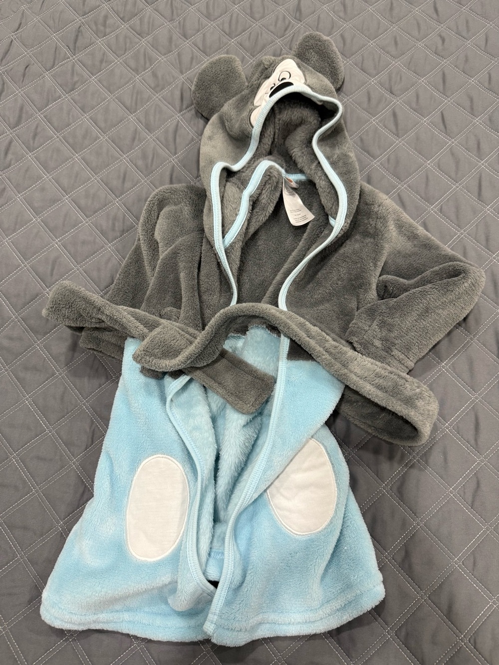 Disney Plush Hooded Kids Robe in Gray and Light Blue